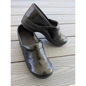 Sanita Danish Signature Medical Professional Clog EU sz 43 Black Patent Croc EUC